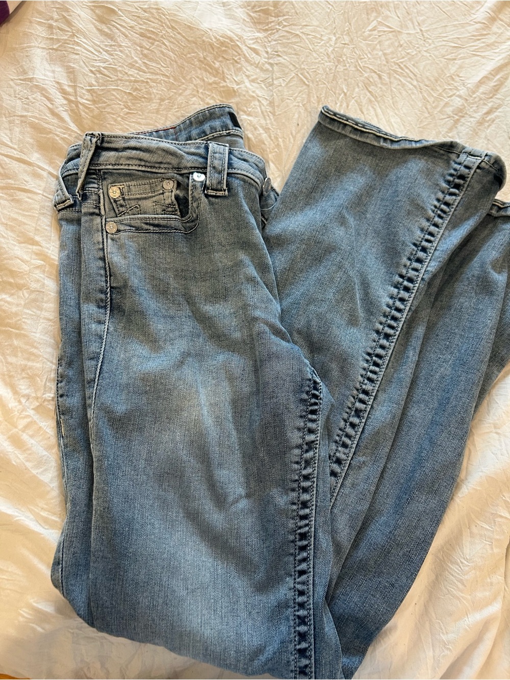 True Religion Women's Light Blue Straight Leg Jeans
